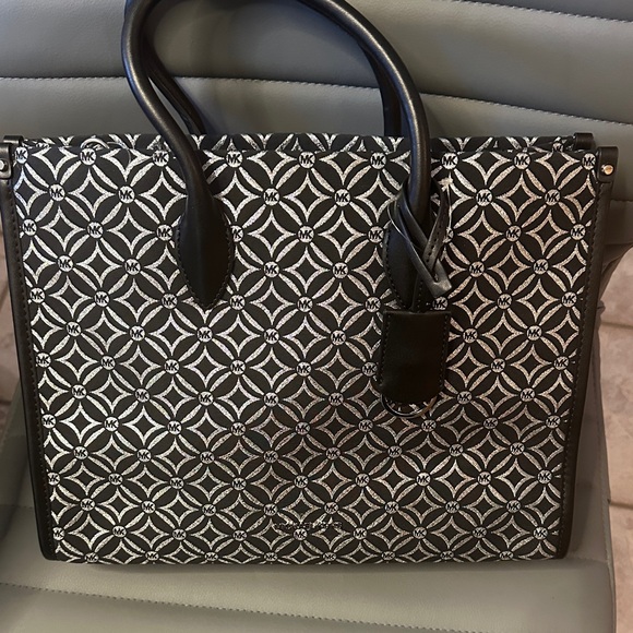 Michael Kors Black and White Patterned Tote - Picture 1 of 9
